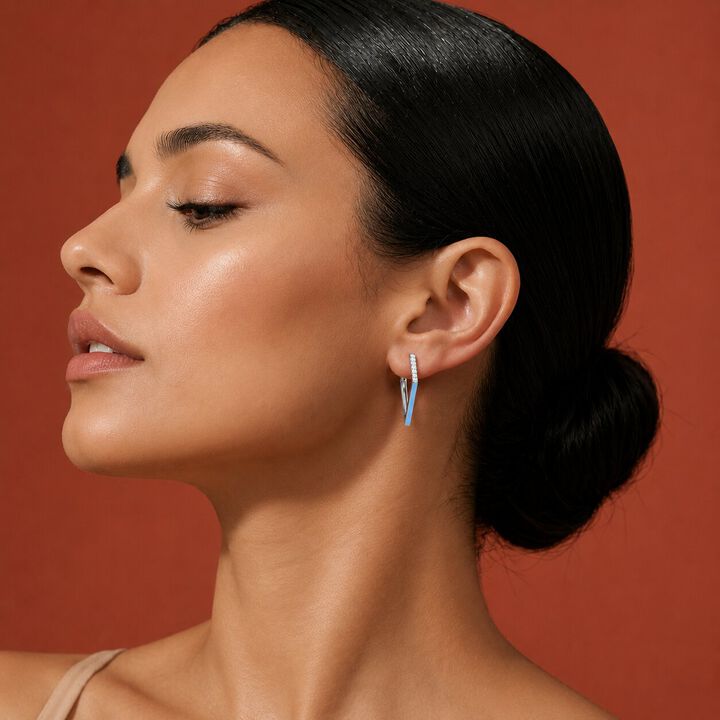 Point Of Blue Silver Hoop Earrings